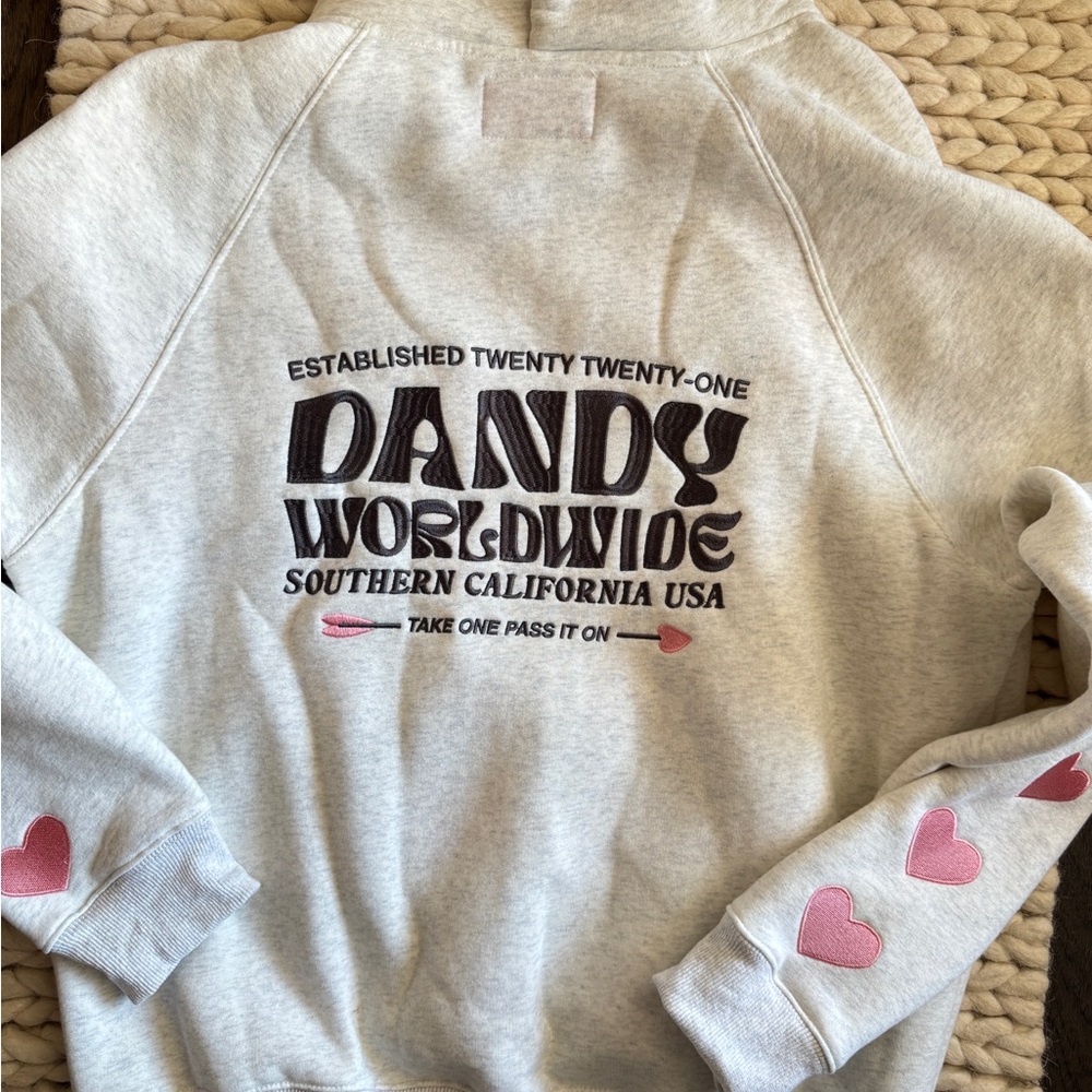 DANDY WORLDWIDE "Heart on My Sleeve" Oversized Lux Hoodie Heather Gray SIZE S